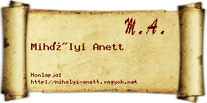 Mihályi Anett névjegykártya